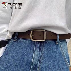 Woodpecker ins Retro Belt for Men and Women, Simple and Versatile, Korean Style, Student Casual Pin Buckle Belt, Decorative Jeans Belt Woodpecker ins Retro Belt for Men and Women, Simple and Versatile, Korean Style, Student Casual Pin Buckle Belt, Decorative Jeans Belt