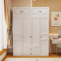 Steel Double-Door Wardrobe, Formaldehyde-Free Storage Cabinet, European-Style Light Luxury Bedroom Children's Wardrobe with Drawers Steel Double-Door Wardrobe, Formaldehyde-Free Storage Cabinet, European-Style Light Luxury Bedroom Children's Wardrobe with Drawers