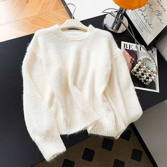 This year, the popular high-end round neck thickened 100% pure cardigan for women's autumn and winter raboss sleeve sweater base cashmere knitted This year, the popular high-end round neck thickened 100% pure cardigan for women's autumn and winter raboss sleeve sweater base cashmere knitted