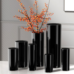 Vase Decoration for Living Room, Simple Anti-Fall Black Flower Arrangement Bucket, Suitable for Lucky Bamboo and Lilies, Water-Cultured, Light Luxury and High-End Feel Vase Decoration for Living Room, Simple Anti-Fall Black Flower Arrangement Bucket, Suitable for Lucky Bamboo and Lilies, Water-Cultured, Light Luxury and High-End Feel