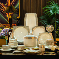 Dinnerware Set for Home Use 2025 New Bone China Tableware Set Light Luxury High-End Jingdezhen Ceramic Bowls and Plates Housewarming Dinnerware Set for Home Use 2025 New Bone China Tableware Set Light Luxury High-End Jingdezhen Ceramic Bowls and Plates Housewarming