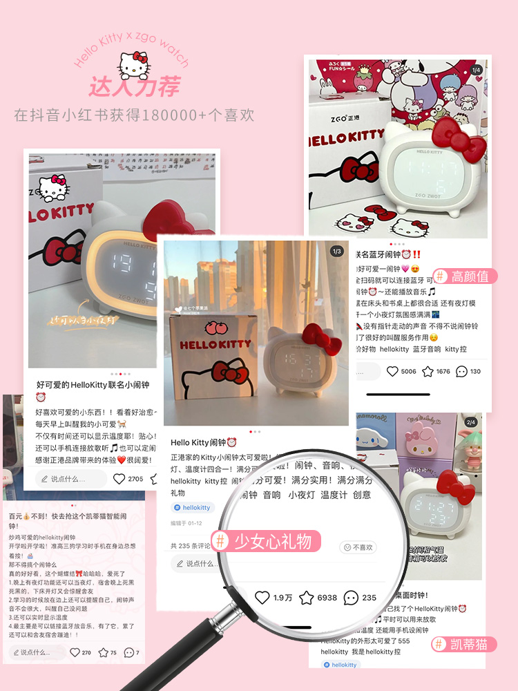 Zhenggang ハローキティ Bluetoothスピーカー付き電子アラーム