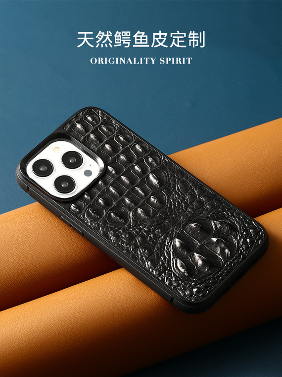 Crocodile Pattern Genuine Leather Luxury MagSafe 15, 14, 13, 12 iPhone Case