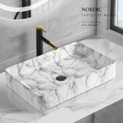 Le Mu Countertop Basin for Home Use, Small Square Marble-Patterned Washbasin, Light Luxury Nordic Style Single Basin Le Mu Countertop Basin for Home Use, Small Square Marble-Patterned Washbasin, Light Luxury Nordic Style Single Basin