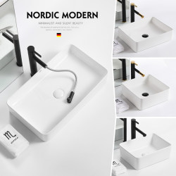 Le Mu Nordic Countertop Basin Rectangular Household Ceramic Bathroom Balcony Small Size Washbasin Face Basin Le Mu Nordic Countertop Basin Rectangular Household Ceramic Bathroom Balcony Small Size Washbasin Face Basin