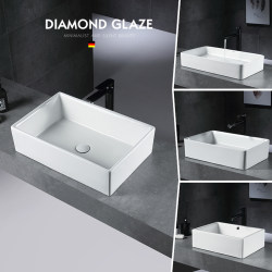 Le Mu Countertop Basin for Home Use, Square Deep-Bottom Ceramic Washbasin, Square Bathroom Balcony Basin in Various Sizes Le Mu Countertop Basin for Home Use, Square Deep-Bottom Ceramic Washbasin, Square Bathroom Balcony Basin in Various Sizes
