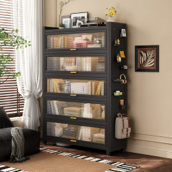 Sanmeng Steel Bookshelf Floor-Standing Storage Rack Dust-Proof Bookcase Living Room Home Integrated Wall-Mounted Pegboard Storage Cabinet Sanmeng Steel Bookshelf Floor-Standing Storage Rack Dust-Proof Bookcase Living Room Home Integrated Wall-Mounted Pegboard Storage Cabinet