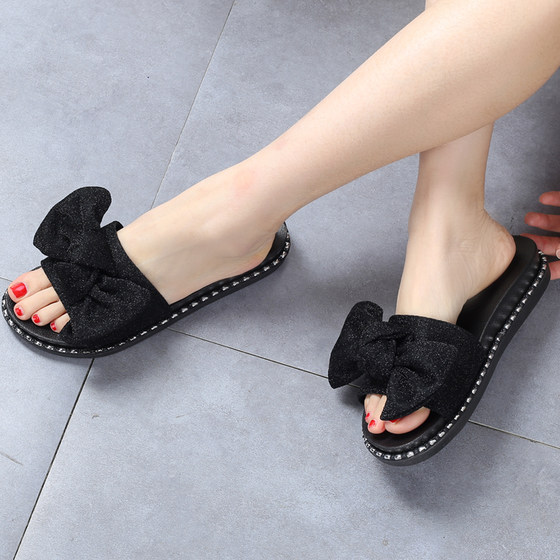 Flat-soled slippers for women summer anti-slip flops versatile and fashionable outside wearing sponge cake beach shoes mid-heel thick-soled Korean version sandals Flat-soled slippers for women summer anti-slip flops versatile and fashionable outside wearing sponge cake beach shoes mid-heel thick-soled Korean version sandals
