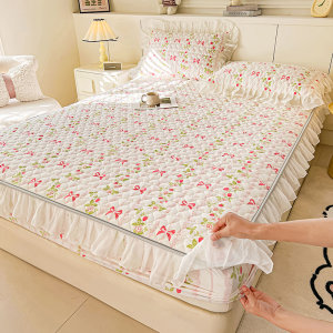 Class A wash cotton edge bed cover cotton thickened bed cover Simmons mattress protective cover anti-slip bed cover machine washable 
Class A wash cotton edge bed cover cotton thickened bed cover Simmons mattress protective cover anti-slip bed cover machine washable
