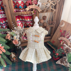 MZ Xiaoxiangfeng pet skirt tweed horn button dog dress autumn and winter dress skirt small dog clothes MZ Xiaoxiangfeng pet skirt tweed horn button dog dress autumn and winter dress skirt small dog clothes