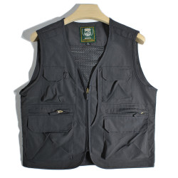 Mountain style outdoor multi-pocket workwear fishing vest Hong Kong wind functional waterproof mountaineering hiking Japanese camping vest men Mountain style outdoor multi-pocket workwear fishing vest Hong Kong wind functional waterproof mountaineering hiking Japanese camping vest men