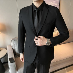 Men's Suit Jacket Business Casual Spring and Autumn Top Groomsmen Attire Groom Wedding Professional Formal Small Suit Men's Suit Jacket Business Casual Spring and Autumn Top Groomsmen Attire Groom Wedding Professional Formal Small Suit