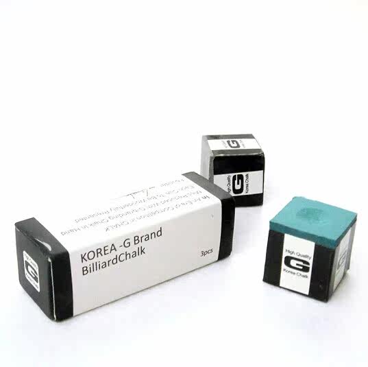Мел для кия 韩国g牌巧克粉中式黑8 英式小头杆斯诺克浅绿色干性巧粉 Jassinry