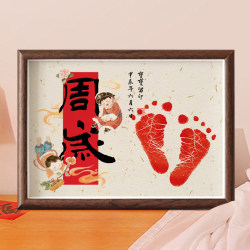 Baby dragon's one-year-old photo frame hand and foot print full moon hand and foot print painting baby's feet 100-day souvenir ritual props Baby dragon's one-year-old photo frame hand and foot print full moon hand and foot print painting baby's feet 100-day souvenir ritual props