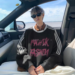 American casual men's fleece hooded sweatshirt jacket loose letter print black long-sleeved top trendy style American casual men's fleece hooded sweatshirt jacket loose letter print black long-sleeved top trendy style