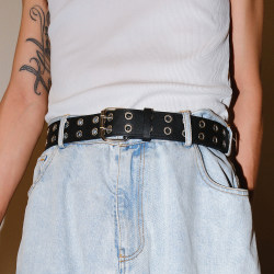 Darkblue Punk No-Punch Belt for Men and Women, Simple Design, Y2K Double-Hole Accessory, Jeans Belt Darkblue Punk No-Punch Belt for Men and Women, Simple Design, Y2K Double-Hole Accessory, Jeans Belt