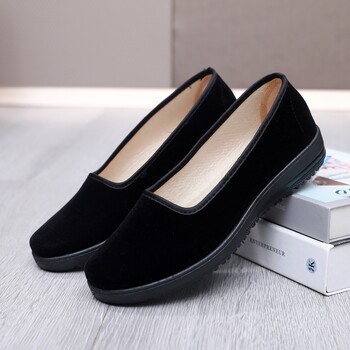 New style old Beijing cloth shoes women's flat shoes spring shallow mouth work shoes women's black square dance mom shoes non-slip New style old Beijing cloth shoes women's flat shoes spring shallow mouth work shoes women's black square dance mom shoes non-slip