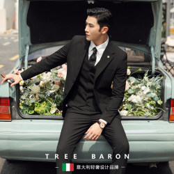【Light Luxury】Groom Wedding Suit Men's Three-Piece Suit Korean Style Slim Fit Formal Wear Business Professional Suit for Men 【Light Luxury】Groom Wedding Suit Men's Three-Piece Suit Korean Style Slim Fit Formal Wear Business Professional Suit for Men