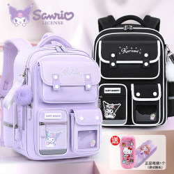 New Hello Kitty Schoolbag for Primary School Girls in Grades 1, 2, 3 to 6, Children's Burden-Reducing Kuromi Genuine Product New Hello Kitty Schoolbag for Primary School Girls in Grades 1, 2, 3 to 6, Children's Burden-Reducing Kuromi Genuine Product