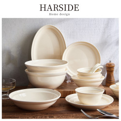 Harside New Underglaze Cream-Style Tableware Set Bowls and Plates Household Ceramic Light Luxury Bowls and Chopsticks High-End Combination Harside New Underglaze Cream-Style Tableware Set Bowls and Plates Household Ceramic Light Luxury Bowls and Chopsticks High-End Combination