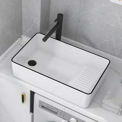 Mayinda with Washboard Countertop Basin Side Drain Ceramic Wash Basin Balcony Left Drain Laundry Basin Single Basin Mayinda with Washboard Countertop Basin Side Drain Ceramic Wash Basin Balcony Left Drain Laundry Basin Single Basin