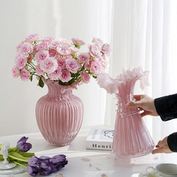 French Lace Dance Skirt, Glass Vase, Vintage Fenton Pink Skirt, Light Luxury Living Room Flower Arrangement, Beautiful Soft Decoration Flower Vessel French Lace Dance Skirt, Glass Vase, Vintage Fenton Pink Skirt, Light Luxury Living Room Flower Arrangement, Beautiful Soft Decoration Flower Vessel