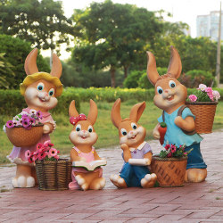 Outdoor Creative Flower Pot Cute Rabbit Decoration Fiberglass Cartoon Animal Sculpture Garden Courtyard Kindergarten Ornament Outdoor Creative Flower Pot Cute Rabbit Decoration Fiberglass Cartoon Animal Sculpture Garden Courtyard Kindergarten Ornament
