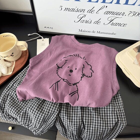 Children's summer vest set 2025 new boy cartoon puppy vest fashionable plaid cropped pants two-piece set
Children's summer vest set 2025 new boy cartoon puppy vest fashionable plaid cropped pants two-piece set