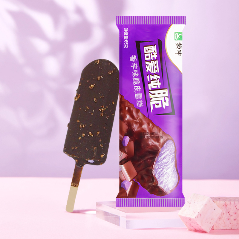 Mengniu Cool Ai Pure Crispy Ice Cream Taro Flavor 65g Crispy Ice Cream