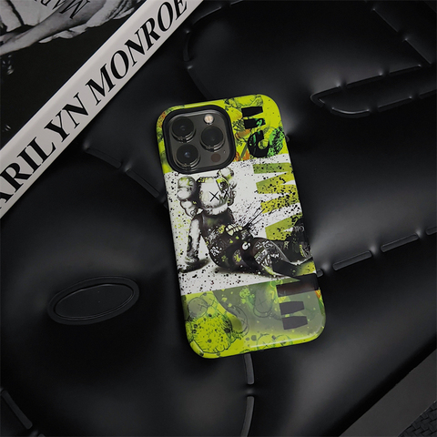 Green — New KAWS Paint Splatter 15, 14, 13, 12 iPhone Case