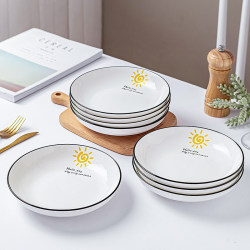 Household Dish Plates, European-Style Plates, Creative Steak Plates, Nordic Tableware, Ins-Style Japanese White Porcelain, Trendy Ceramic Western-Style Plates Household Dish Plates, European-Style Plates, Creative Steak Plates, Nordic Tableware, Ins-Style Japanese White Porcelain, Trendy Ceramic Western-Style Plates