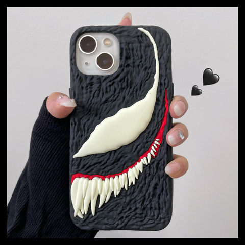 Black — Venom 3D Silicone TPU 15, 14, 13, 12, 11 iPhone Case