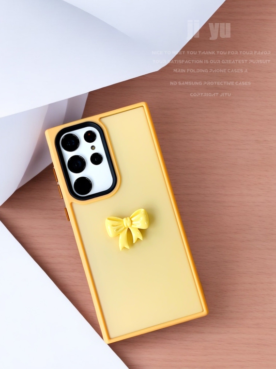 Cute Yellow Ribbon For Girls S24, S24 Plus, S24 Ultra, S23, S23 Plus, S23 Ultra, S22, S22 Plus, S22 Ultra Samsung Phone Case
