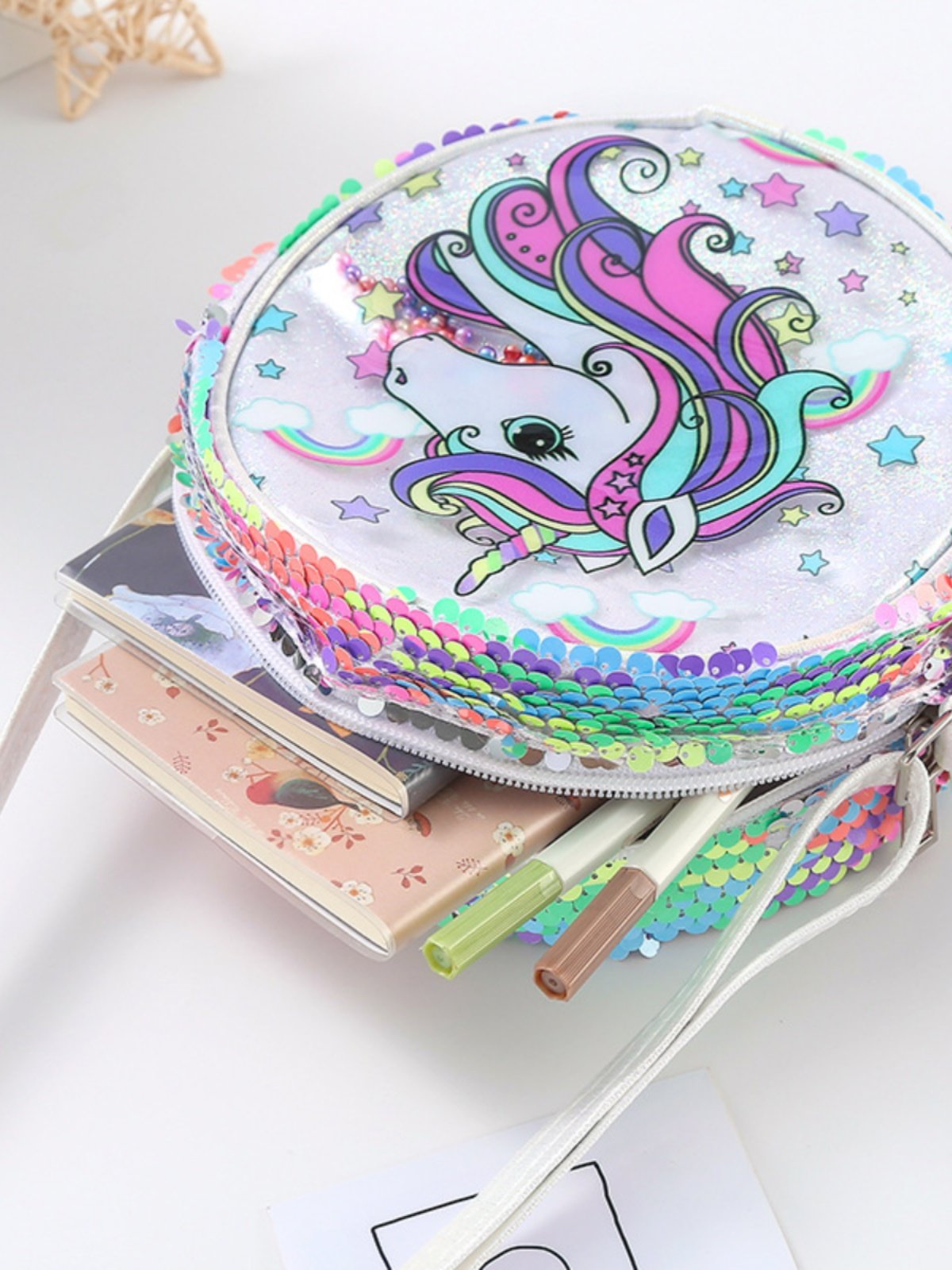 Borsa A Tracolla Unicorno Con Paillettes - Per Bambine E Ragazze - Colorata - Foto 9