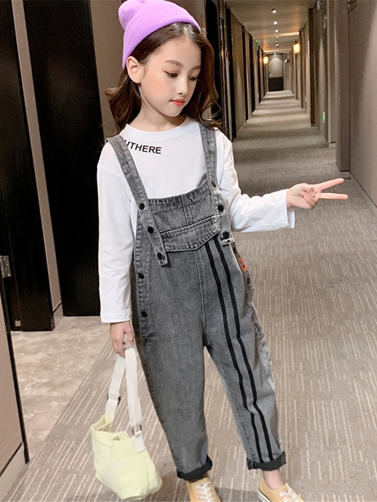 中大童吊带牛仔裤儿童小女孩背带裤 中大童吊带牛仔裤儿童小女孩背带裤