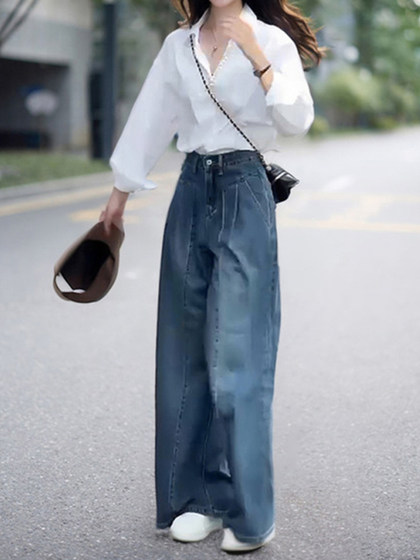 Blue wide-leg jeans 2025 new women's spring and autumn pants popular this year's narrow version straight pants
Blue wide-leg jeans 2025 new women's spring and autumn pants popular this year's narrow version straight pants