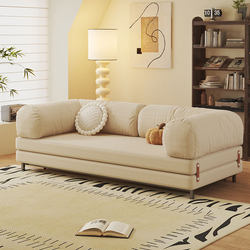 Sazaidai Cream-Style Sofa Bed for Living Room, Small Apartment, Modern Simple Light Luxury Fabric Sofa, Three-Seater Straight Row Sazaidai Cream-Style Sofa Bed for Living Room, Small Apartment, Modern Simple Light Luxury Fabric Sofa, Three-Seater Straight Row