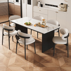 Parmedi Italian minimalist slate dining table and chairs set Parmedi Italian minimalist slate dining table and chairs set