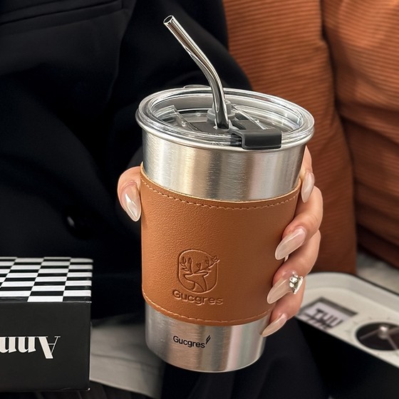 Water cup straw cup women's high-quality coffee cup drink cup anti-fall outdoor cup with straw portable food grade Water cup straw cup women's high-quality coffee cup drink cup anti-fall outdoor cup with straw portable food grade