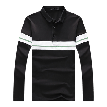 Men's summer thin long-sleeved Paul T-shirt lapel Korean version pure cotton collared t-shirt middle-aged and young striped POLO shirt 
Men's summer thin long-sleeved Paul T-shirt lapel Korean version pure cotton collared t-shirt middle-aged and young striped POLO shirt