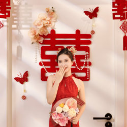 Wedding Room Door Stickers with the Character 禧 (Double Happiness) for the Bride's Bedroom, Wedding Decorations, and Wedding Supplies Wedding Room Door Stickers with the Character 禧 (Double Happiness) for the Bride's Bedroom, Wedding Decorations, and Wedding Supplies