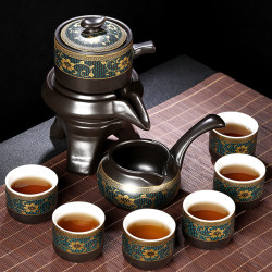 Lazy Person's Tea Set for Home Use, Anti-Scalding Teapot, Ceramic Kung Fu Tea Cups, Stone Grinder, Semi-Automatic Tea Brewing Device Lazy Person's Tea Set for Home Use, Anti-Scalding Teapot, Ceramic Kung Fu Tea Cups, Stone Grinder, Semi-Automatic Tea Brewing Device