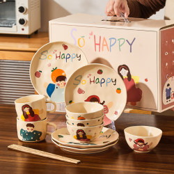 Parent-Child Tableware Set, Bowls and Plates, Couple's Bowl Set, Family of Three or Four, Wedding, Housewarming, Best Friend, Girl's Birthday Gift Parent-Child Tableware Set, Bowls and Plates, Couple's Bowl Set, Family of Three or Four, Wedding, Housewarming, Best Friend, Girl's Birthday Gift