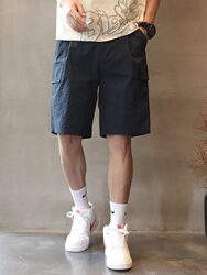 Ice silk casual shorts men's summer thin trendy brand retro loose straight cool workwear sports five-point pants Ice silk casual shorts men's summer thin trendy brand retro loose straight cool workwear sports five-point pants