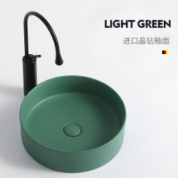 Grass Green Round Countertop Basin Ceramic Wash Basin Household Small Size Wash Basin Hotel Inn Bathroom Basin Grass Green Round Countertop Basin Ceramic Wash Basin Household Small Size Wash Basin Hotel Inn Bathroom Basin