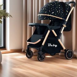 Baby stroller is light and can be used for sitting, lying and sleeping. One-button collection. Two-way implementation of four-wheel shock-absorbing multi-gear adjustment baby stroller Baby stroller is light and can be used for sitting, lying and sleeping. One-button collection. Two-way implementation of four-wheel shock-absorbing multi-gear adjustment baby stroller