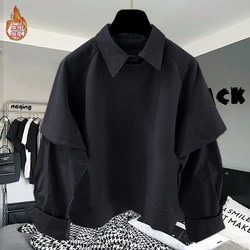 Autumn and Winter Fleece-lined thickened Sweatshirt Unisex K-style Trendy Handsome Patchwork Stylish Casual Loose Tops Autumn and Winter Fleece-lined thickened Sweatshirt Unisex K-style Trendy Handsome Patchwork Stylish Casual Loose Tops