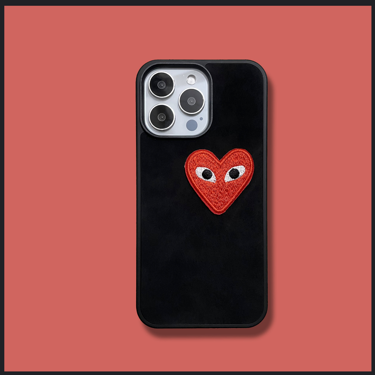 CDG Hearts Synthetic Leather 15, 14, 13, 12, 11 iPhone Case