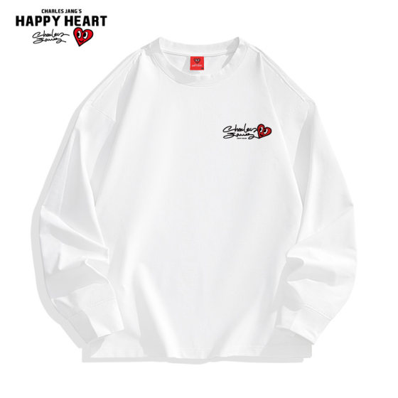 Charles Peach Heart 2025 Spring and Autumn New Round Neck Pull-up Long Sleeve T-shirt Men's Loose Large Size Casual Basics Charles Peach Heart 2025 Spring and Autumn New Round Neck Pull-up Long Sleeve T-shirt Men's Loose Large Size Casual Basics