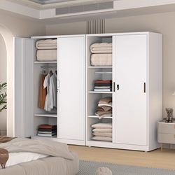 Iron Wardrobe with Lock, Steel Household Printed Wardrobe, Bedroom Sliding Door, Children's Large-Capacity Storage Cabinet Iron Wardrobe with Lock, Steel Household Printed Wardrobe, Bedroom Sliding Door, Children's Large-Capacity Storage Cabinet